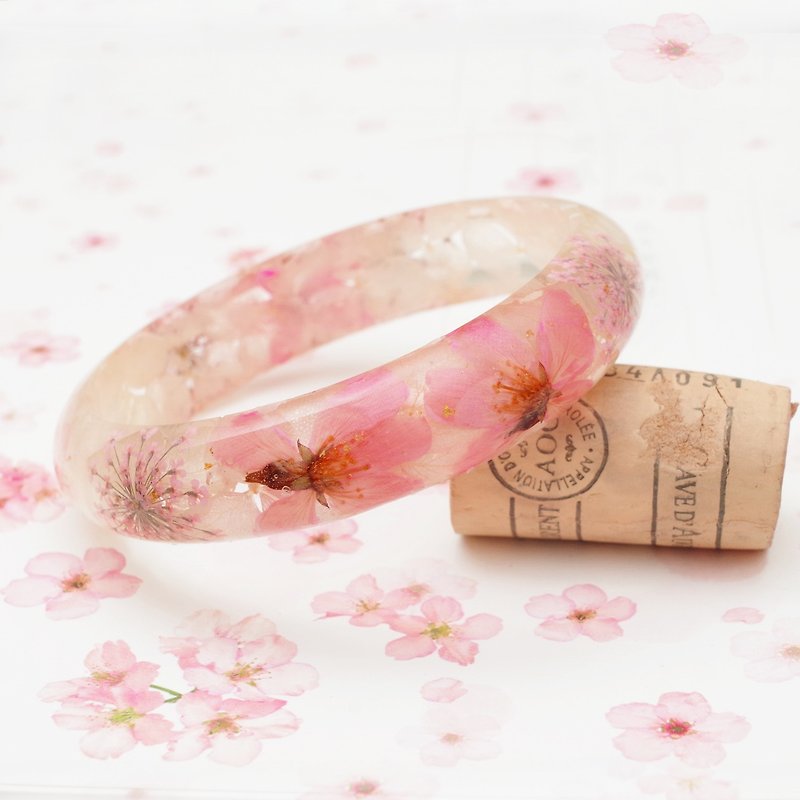 日本啓翁桜のブレスレット/ドライフラワー永遠の命の花 / - ブレスレット - 寄せ植え・花 ピンク