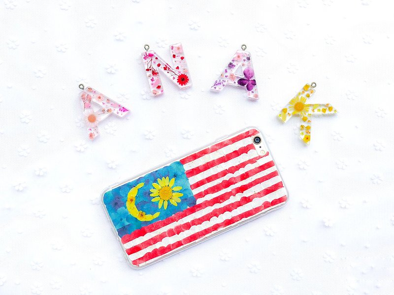 我愛馬來西亞 乾花手機殼 Anak Malaysia  Malaysian Flag Phone Cover - 手機殼/手機套 - 植物．花 紅色