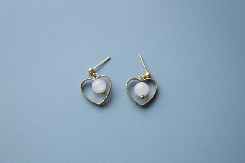 Initial heart - earring  clip-on earring - Earrings & Clip-ons - Copper & Brass Pink