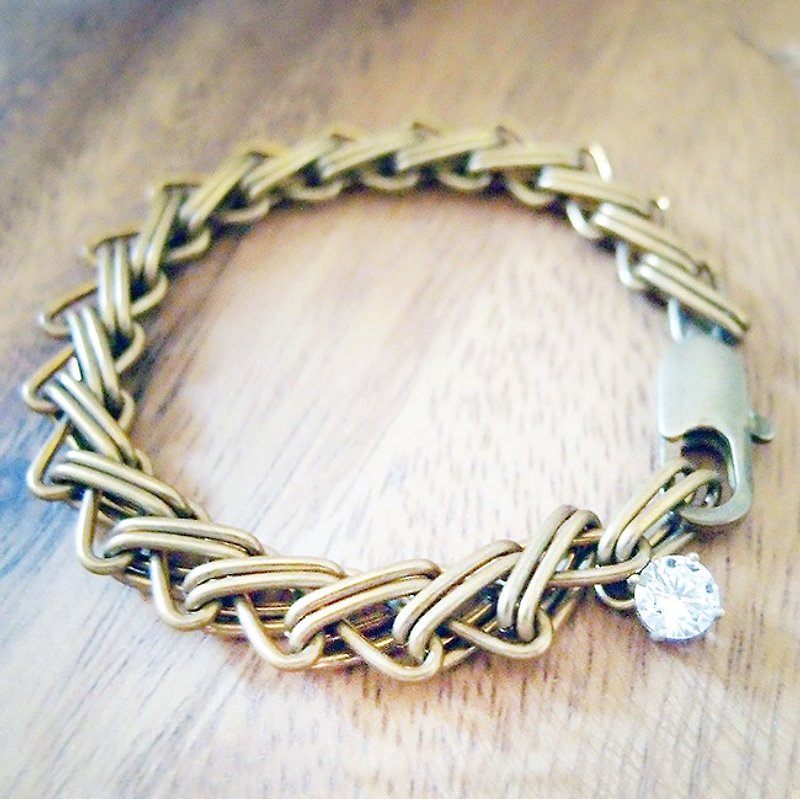 ♦ ViiArt ♦ ♦ satellite drill Bronze bracelet Stone - Bracelets - Other Metals Gold