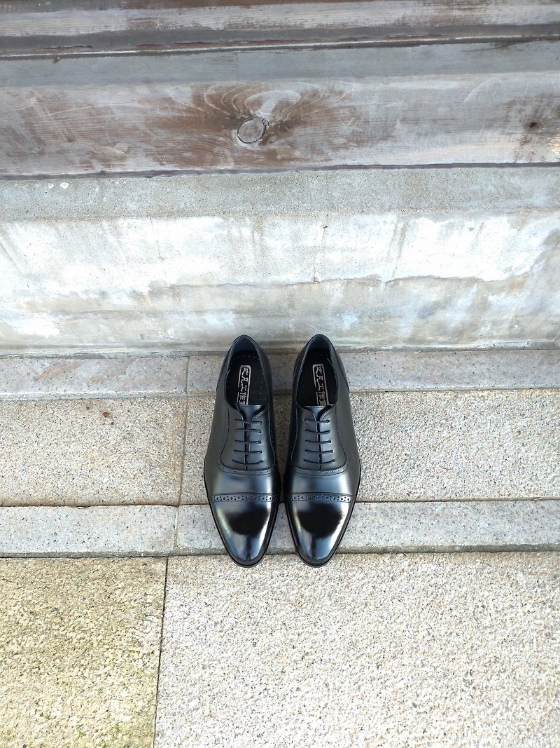 Zero yard clearing gentleman Oxford shoes black calfskin - Men's Oxford Shoes - Genuine Leather Black