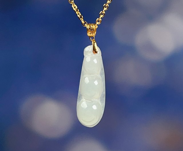 母の日特集】アイスジェイド ラッキービーン ネックレス 18ゴールド