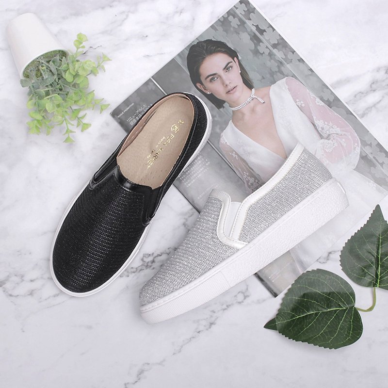 Shiny star platform loafers-black/white 1BC82 - Mary Jane Shoes & Ballet Shoes - Faux Leather White