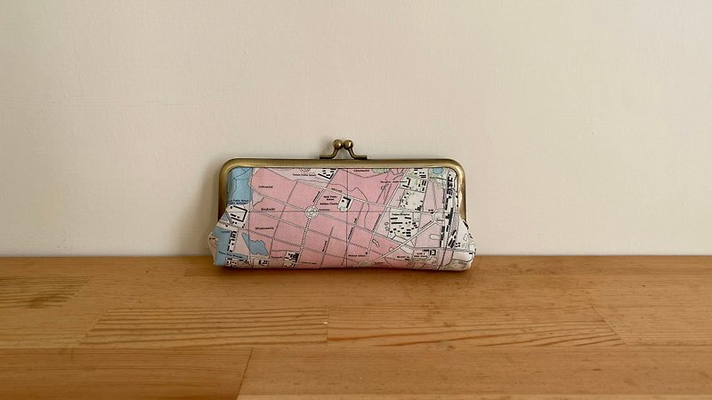 Koujin bag / Koujin pencil case / cosmetic bag / Tainan map Koujin bag - Pencil Cases - Cotton & Hemp Pink