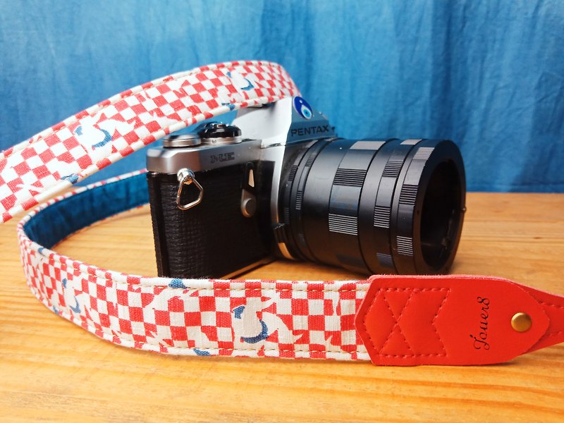 2.5舒壓相機背帶-小力士-日系和風-穿搭的活潑亮點 - 相機/拍立得 - 棉．麻 紅色