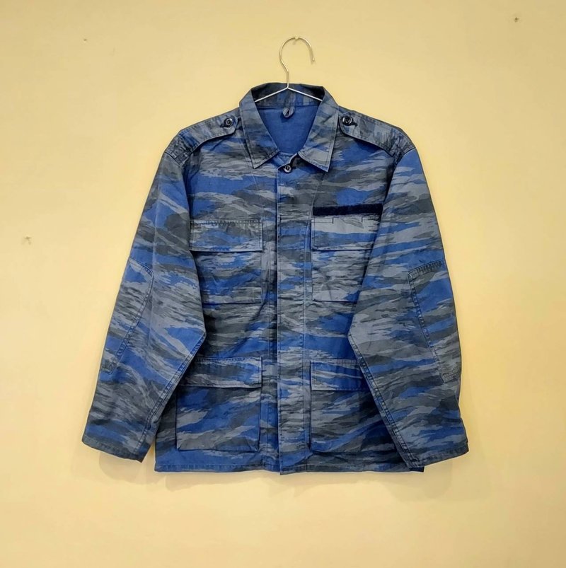 Greek Air Force public issue Teal camouflage ripstop thick version military old shirt jacket - Men's Shirts - Other Materials Blue