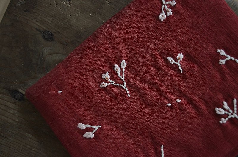 秋の花の手の刺繍財布/カード袋 - 財布 - コットン・麻 