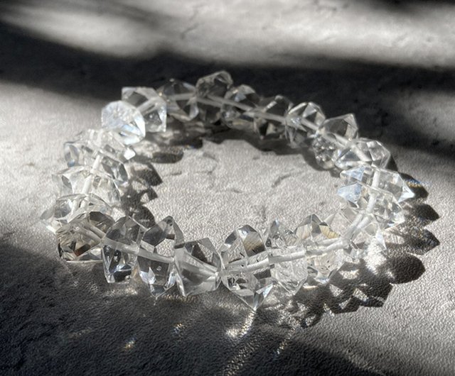 RARE Herkimer Diamond Bracelet | Smooth Round Herkimer Diamond Quartz Gemstone Jewelry | Black Anthraxolite discount | New York | Manifestation