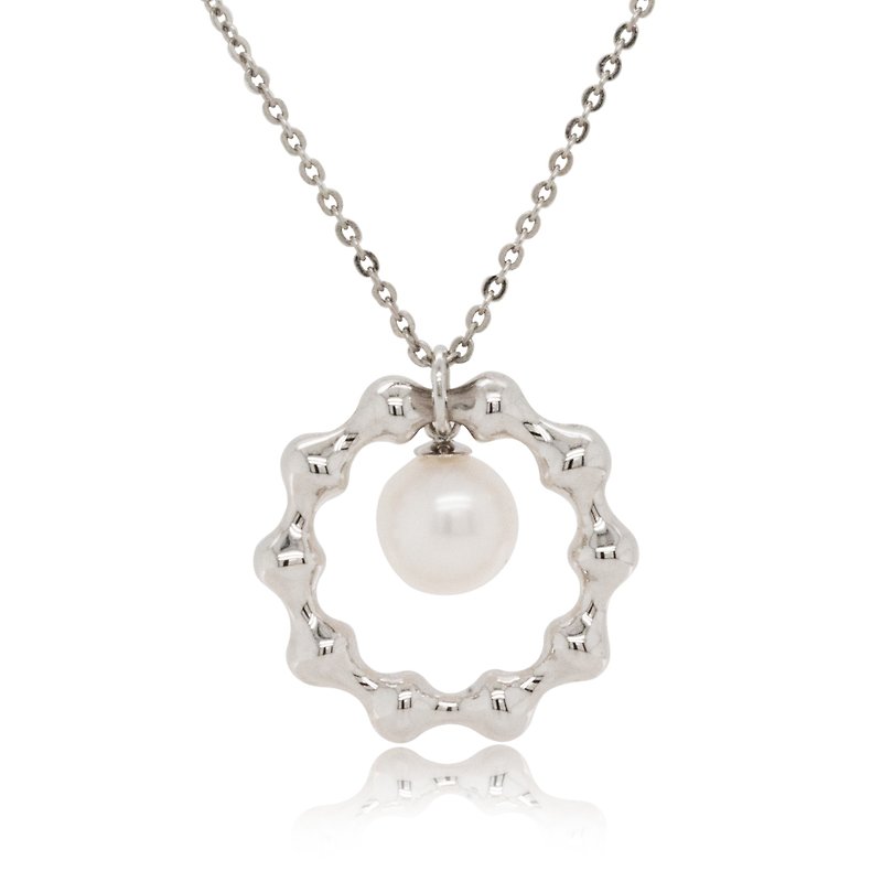 Puffy Drop Dangling Large Pearl Necklace - Necklaces - Sterling Silver Transparent