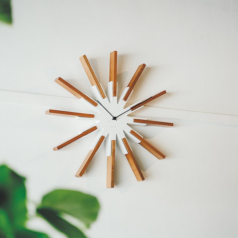 Sirio- splicing solid wood silent wall clock (white) - นาฬิกา - ไม้ ขาว