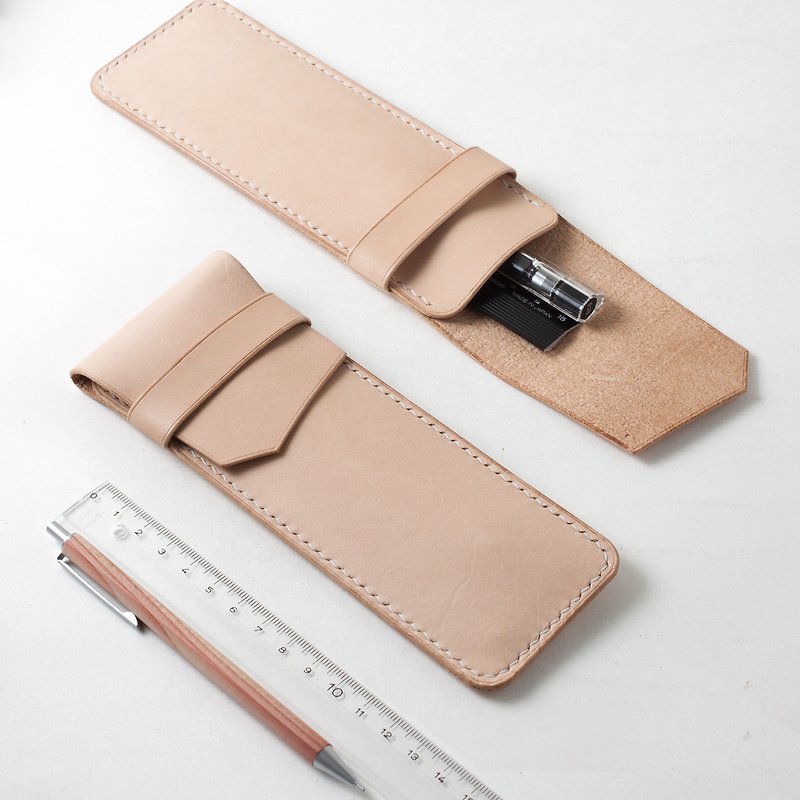 SEANCHY fully handmade leather simple pen case pen case cowhide genuine leather custom original design - กล่องดินสอ/ถุงดินสอ - หนังแท้ สีนำ้ตาล