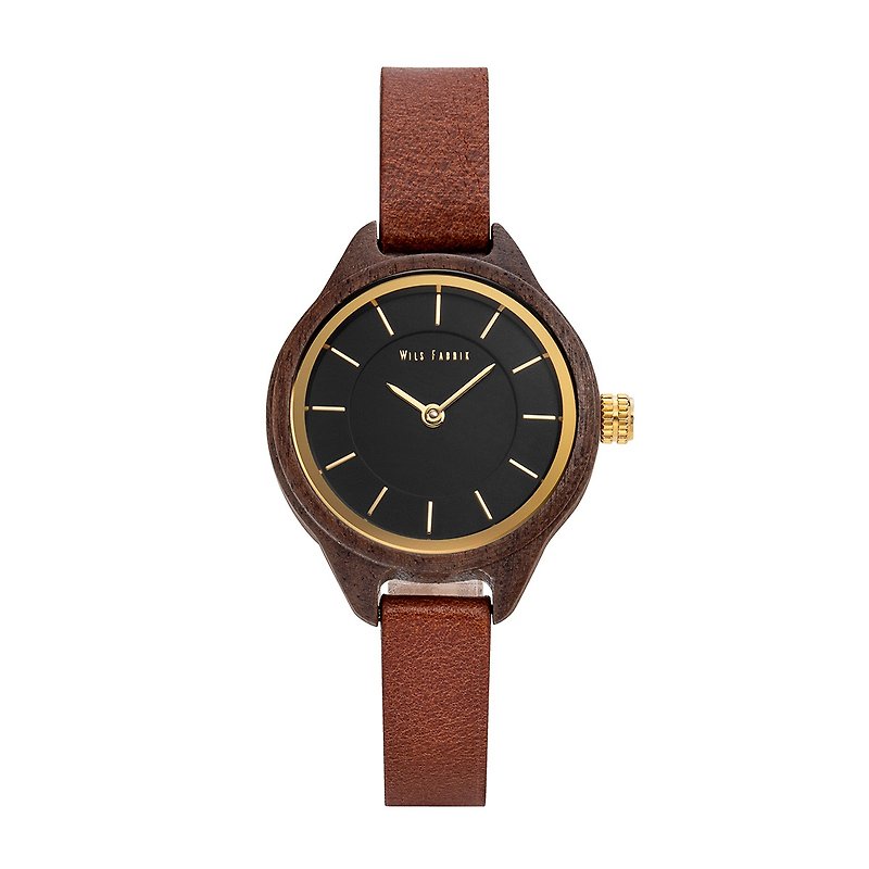Wils Fabrik - Dark Coco - Walnut Wood Brown Leather Watch
