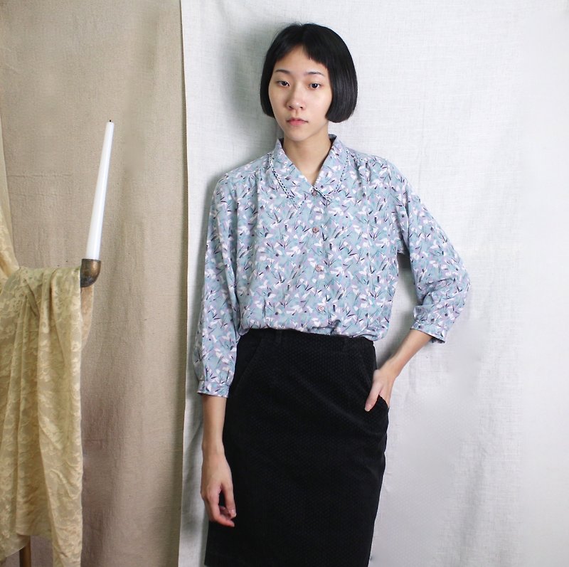 FOAK Ancient Izu Spa Vintage Drawing Shirt - เสื้อเชิ้ตผู้หญิง - วัสดุอื่นๆ 