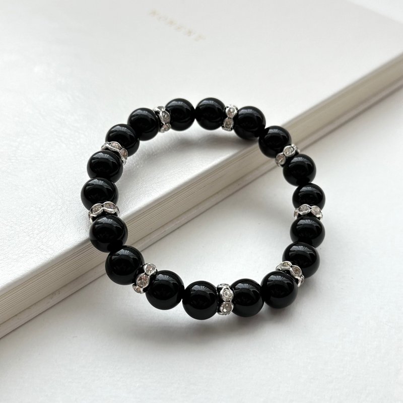 [Leo and Virgo | August] Black onyx Silver bracelet protects against villains, increases security and enhances courage - สร้อยข้อมือ - เครื่องประดับพลอย สีดำ