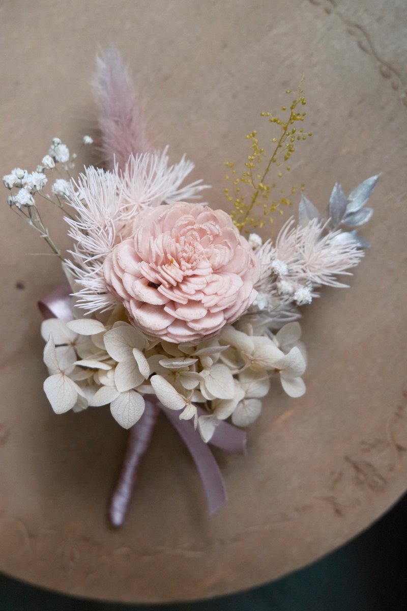 【Corsage】Salmon pink - เข็มกลัด/ข้อมือดอกไม้ - พืช/ดอกไม้ สึชมพู