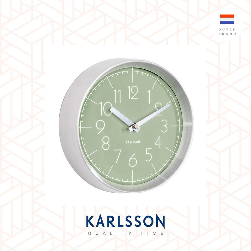 Karlsson, Wall clock Convex glass jungle green, brushed aluminum case - Clocks - Other Metals Green