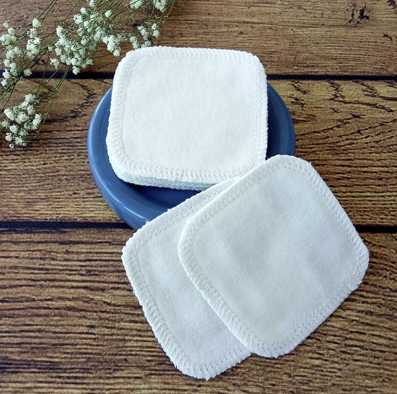 棉．麻 臉部清潔/洗臉/卸妝 白色 - Sustainable natural face wipes. Cotton pads with wash bag