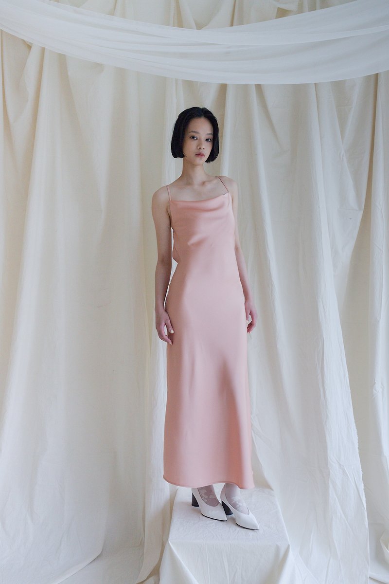 其他人造纖維 洋裝/連身裙 粉紅色 - Buvette Slip Dress 露背綁帶緞面垂墜長裙