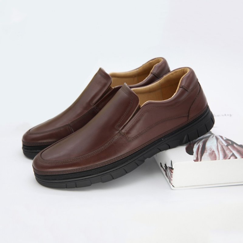 วัสดุอื่นๆ รองเท้าหนังผู้ชาย สีนำ้ตาล - 50% off! Zipper changeover shoes (one bottom and three sides A), detachable upper, can be used for all kinds of occasions