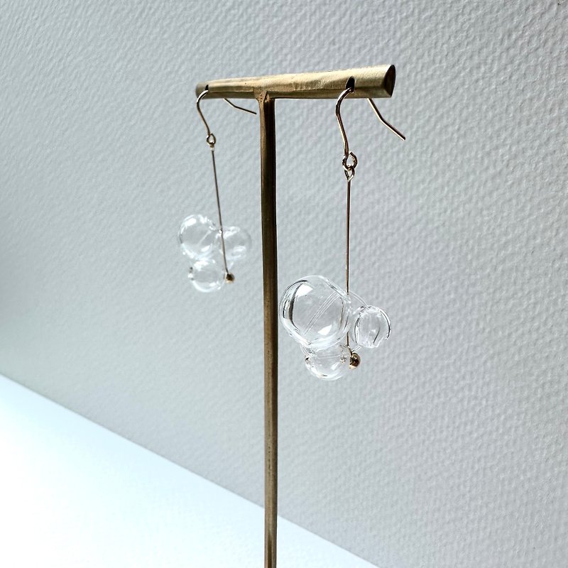 Glass grape bubble earrings - Earrings & Clip-ons - Glass Transparent