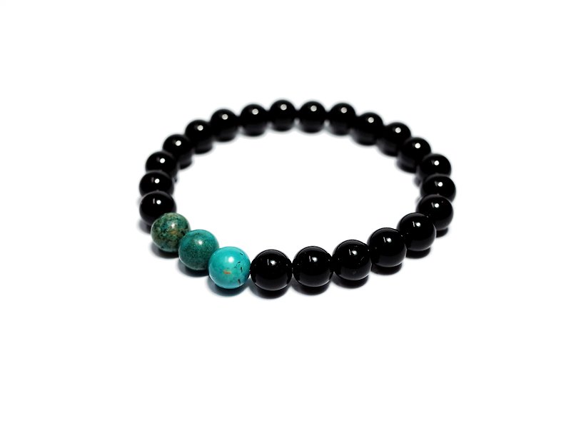 Black Agate Bracelet , Turquoise - สร้อยข้อมือ - เครื่องเพชรพลอย สีดำ