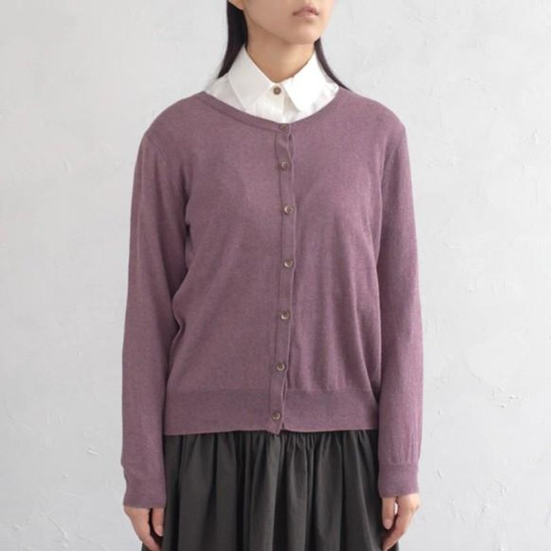 草木染針織外套 紫香染 - 毛衣/針織衫 - 其他材質 紫色