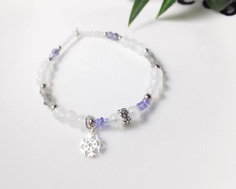 MH sterling silver natural stone custom series_Snow Country Spirit_Moonstone_Danquan Stone - Bracelets - Gemstone Purple