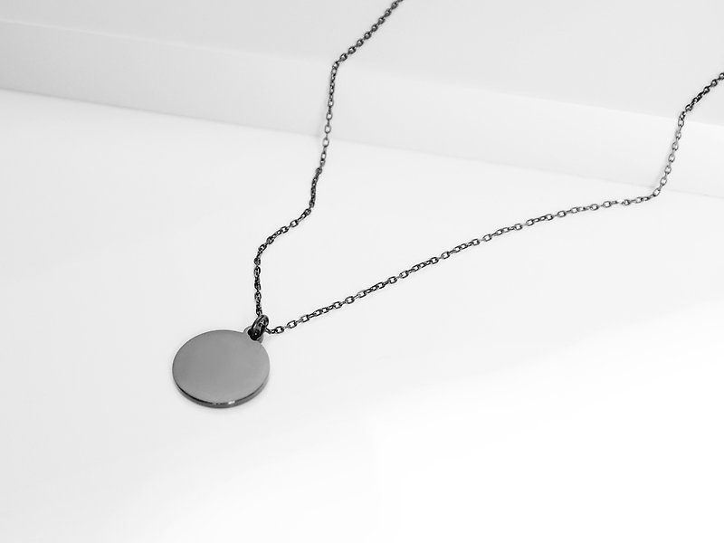 Disc Necklace | Dark Grey | Engravable - Necklaces - Stainless Steel Gray