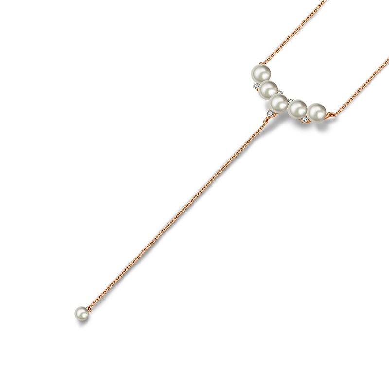 Pearl Dangling Diamond Necklace - Necklaces - Gemstone Gray