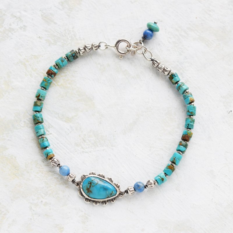 Natural turquoise Silver 925 bracelet Karen Silver natural stone - Bracelets - Gemstone Blue