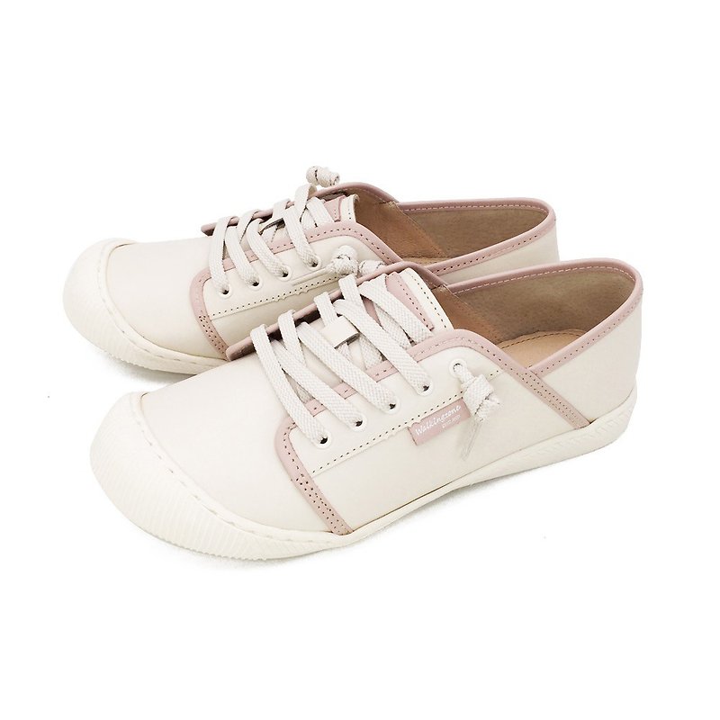 WALKING ZONE (Female) Big Round Toe Biscuit Shoes Retro Background Casual Shoes-Pink (Other Blue)