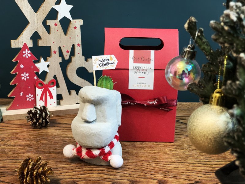 【24H寄出.生日禮物推薦】厚道摩艾多肉水泥盆 仙人掌 - 盆栽/植栽 - 水泥 灰色