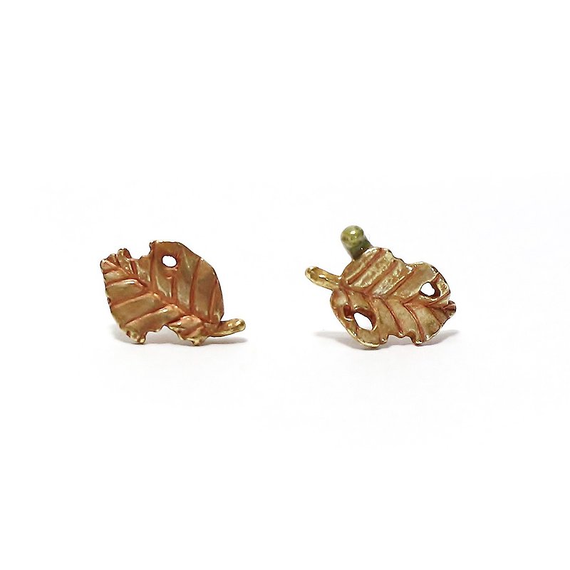 Dead leaf earrings PA458 - ต่างหู - โลหะ สีนำ้ตาล