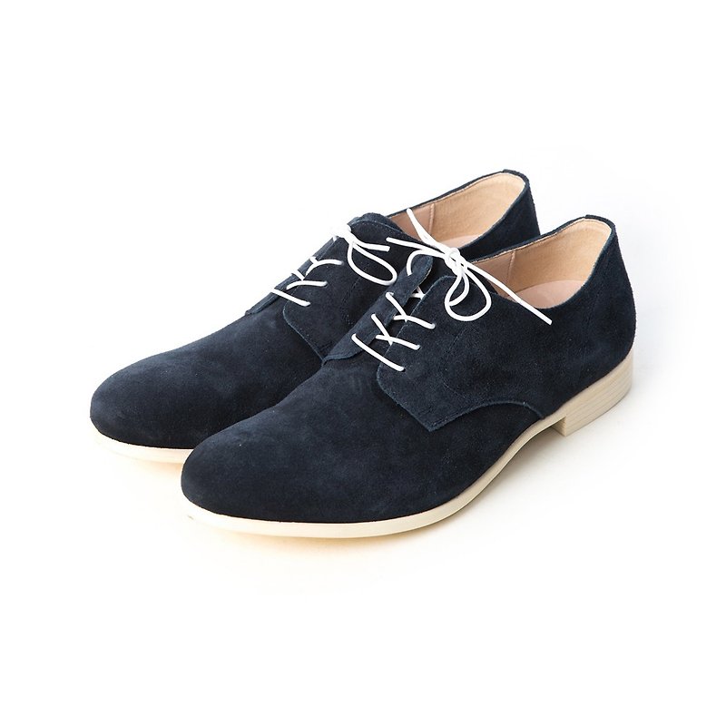 ARGIS Japanese Suede Comfortable Casual Leather Shoes #56117 Midnight Blue (with laces)-Handmade in Japan