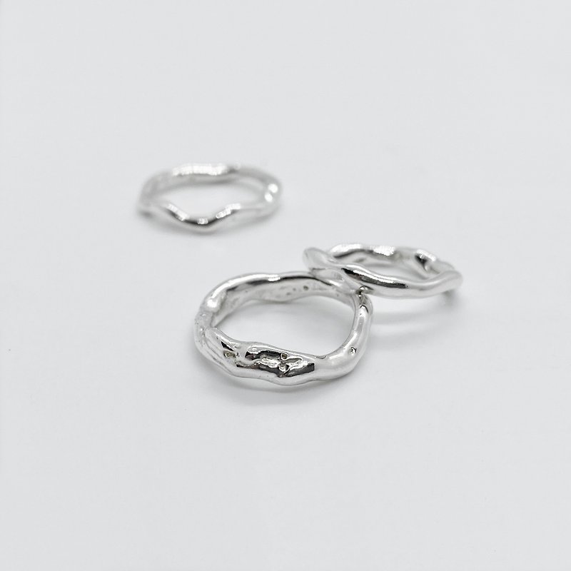 Melting circle / Ring set of three - General Rings - Sterling Silver Silver