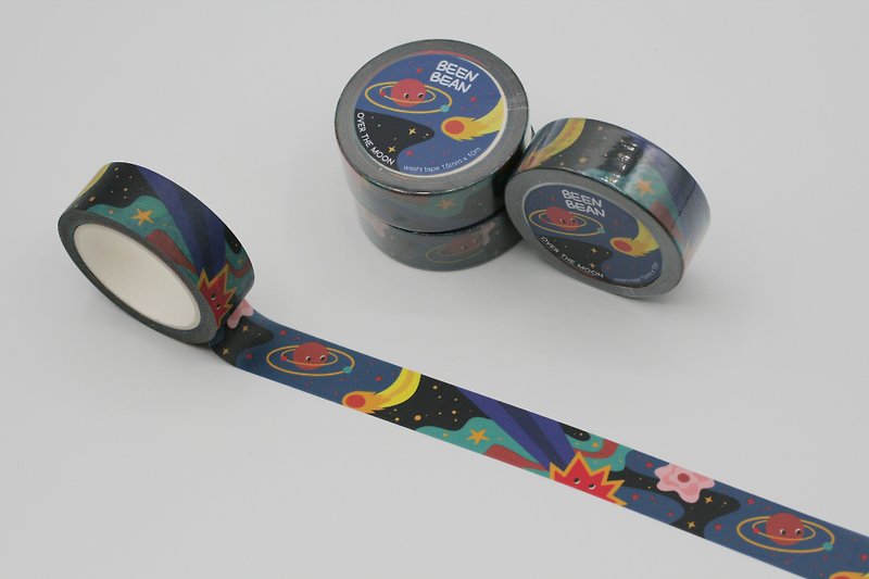 Over the Moon washi masking tape (15mm x 10m paper tape) - 紙膠帶 - 紙 多色