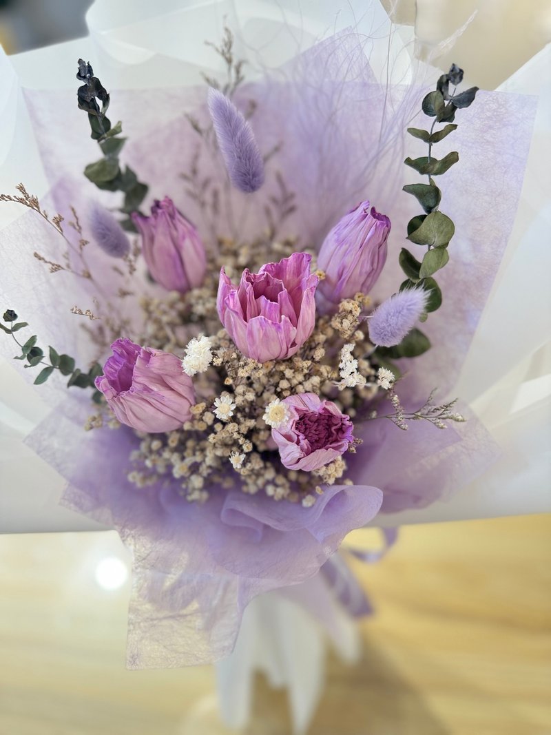 鬱金香乾燥花束 紫色花束 永生花花束 - 乾燥花/永生花 - 植物．花 