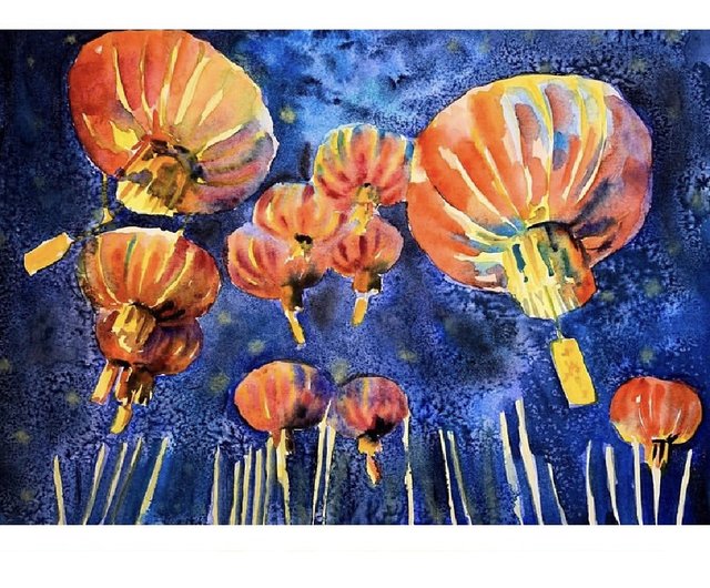 Watercolor Painted Paper Lanterns (with Jellyfish too!)