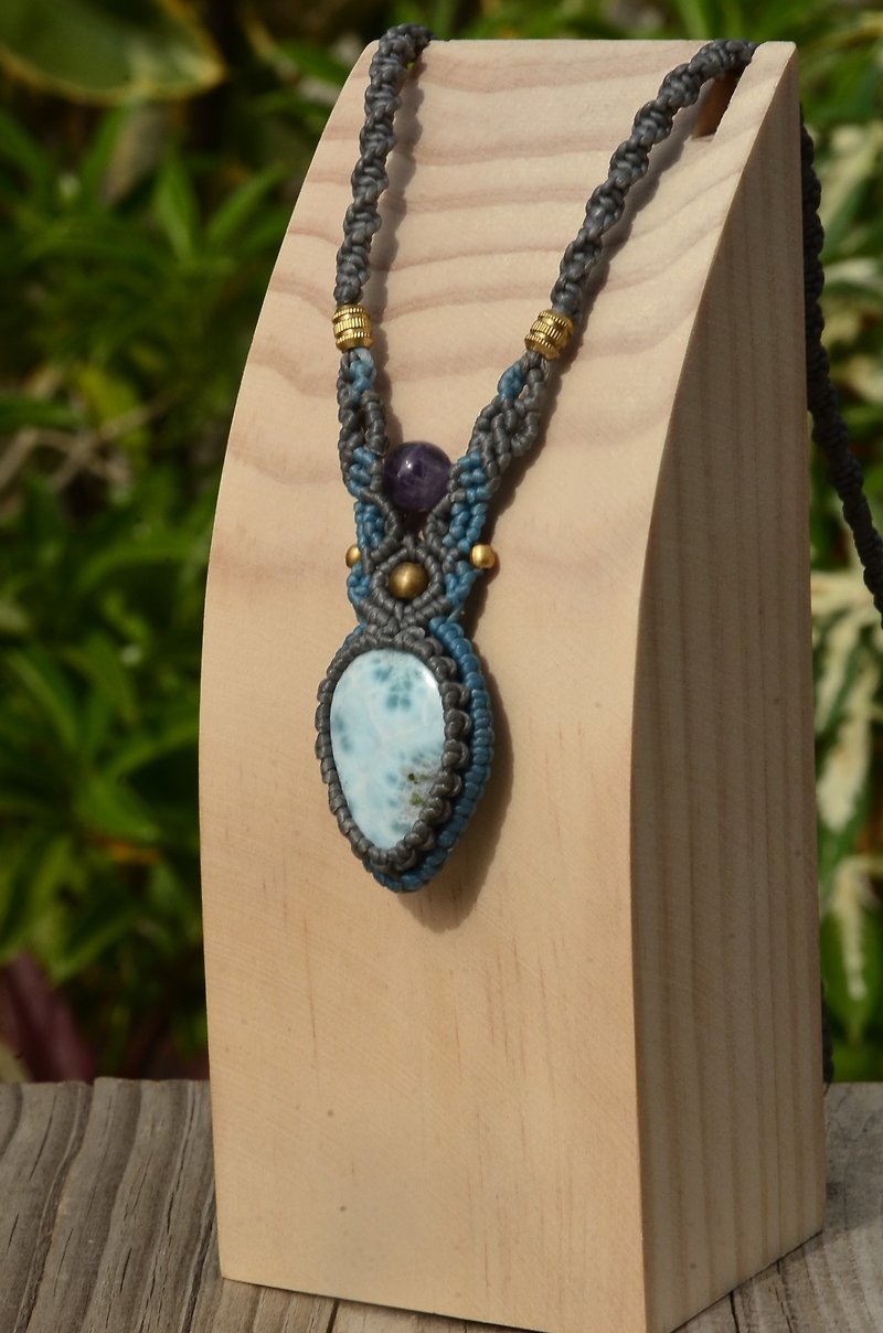 海纹石/拉利瑪 花邊編織項鍊 - 項鍊 - 寶石 藍色