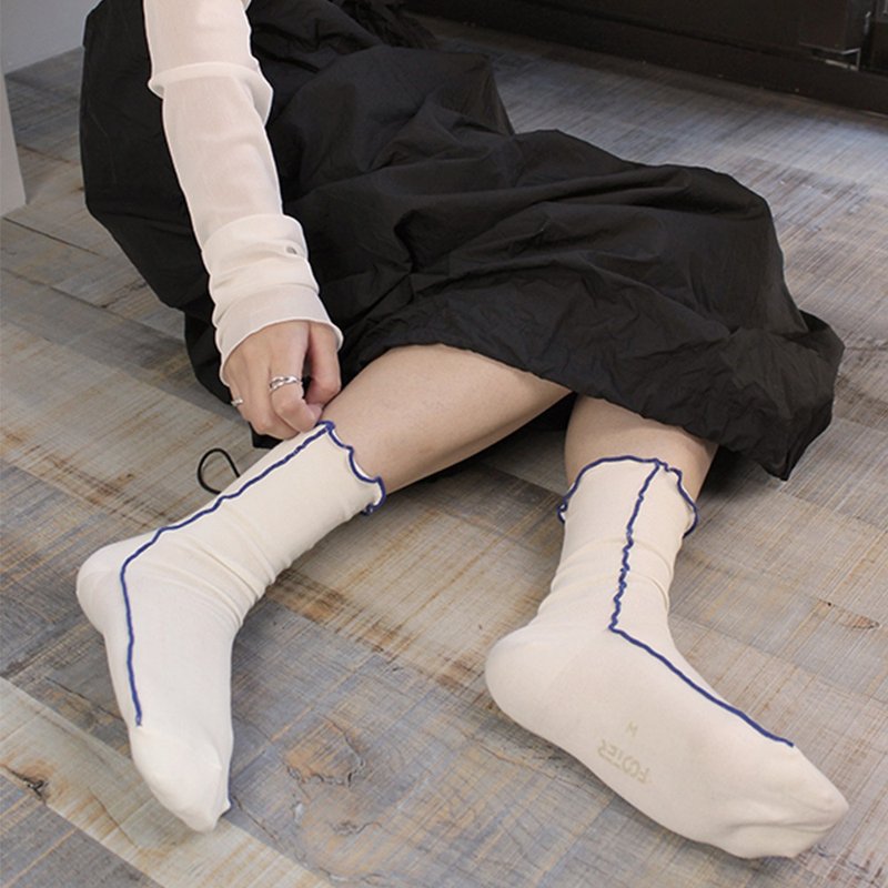 【FOOTER】Color-jumping overcoat fungus curled socks (women's socks-T74M) - ถุงเท้า - ผ้าฝ้าย/ผ้าลินิน หลากหลายสี