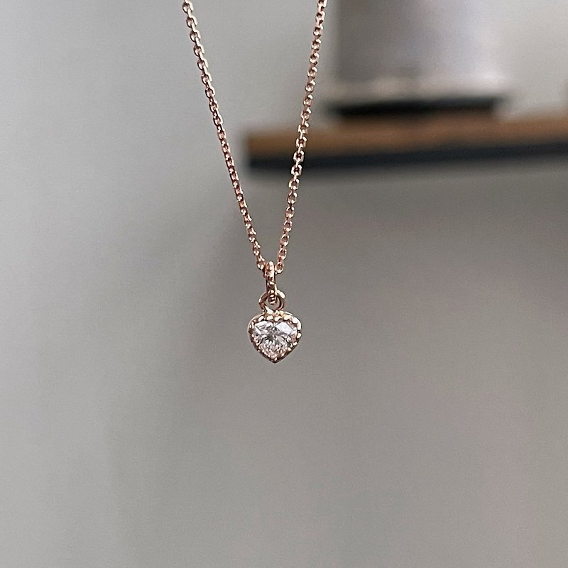 Thousand Grain Heart Diamond Necklace - Necklaces - Rose Gold Gold