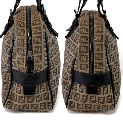 FENDI フェンディ ハンドバッグ ズッキーノ ズッカ 8BN005 美品 本物フェンディハンドバッグズッキーノズッカ柄キャンバスレザー