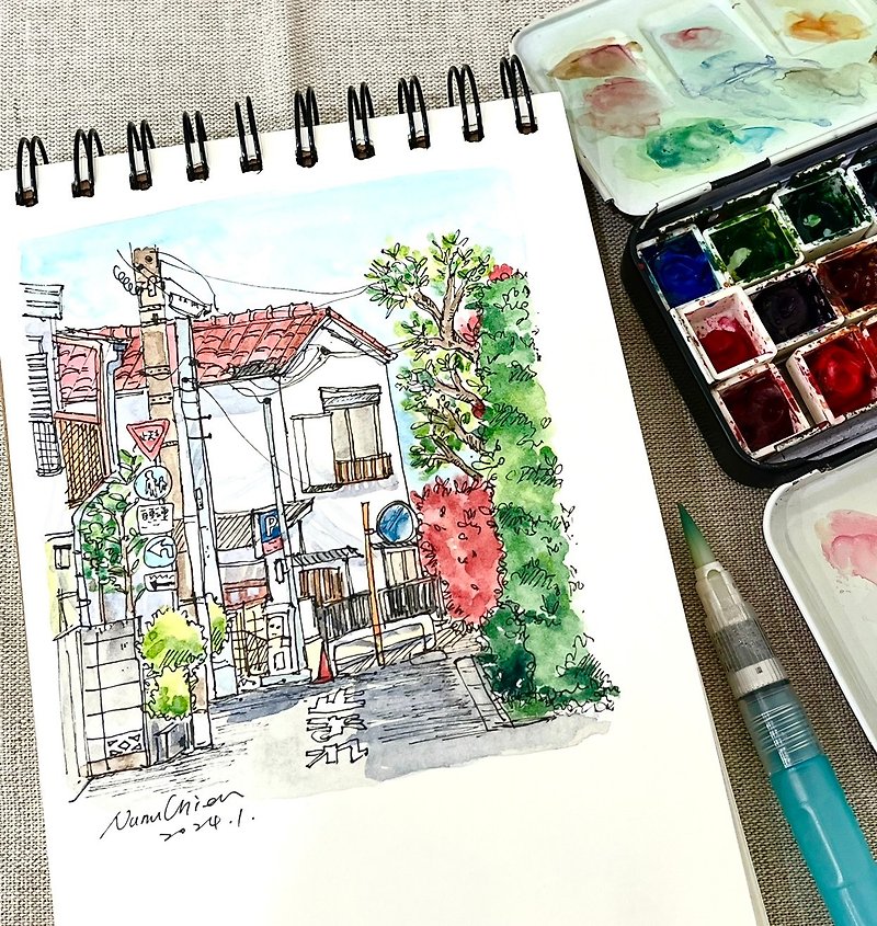 Watercolor sketch‧Japanese street scene‧Hand-painting experience activities - วาดภาพ/ศิลปะการเขียน - กระดาษ 