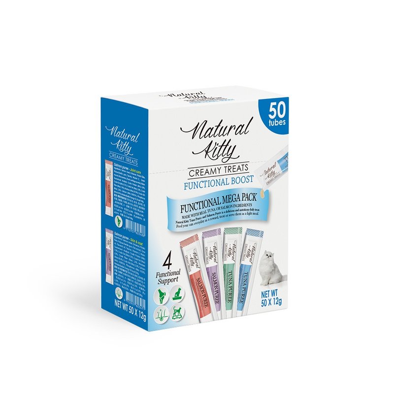 Cat Snacks | Natural Kittens | Functional Healthy Meat Series | 50 Party Boxes | 12gx50 - ขนมคบเคี้ยว - วัสดุอื่นๆ 