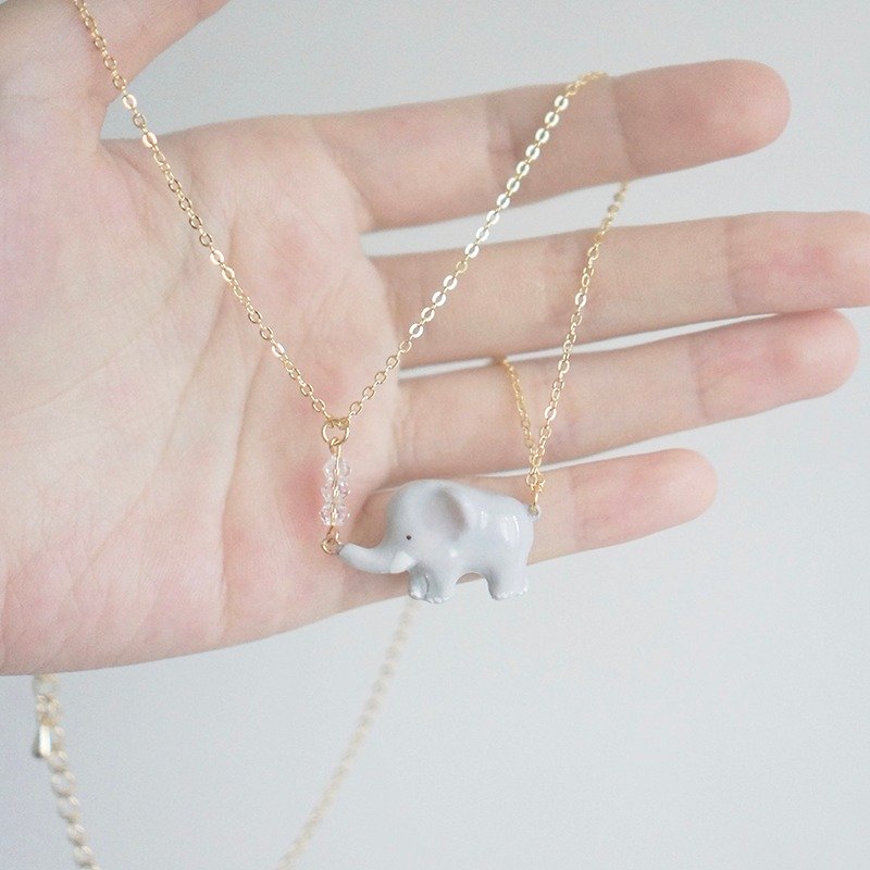 [Unicorn Forest] Elephant Water Bead Necklace - Necklaces - Other Materials 