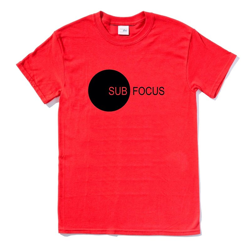 SUB FOCUS unisex red t shirt - เสื้อยืดผู้หญิง - ผ้าฝ้าย/ผ้าลินิน สีแดง