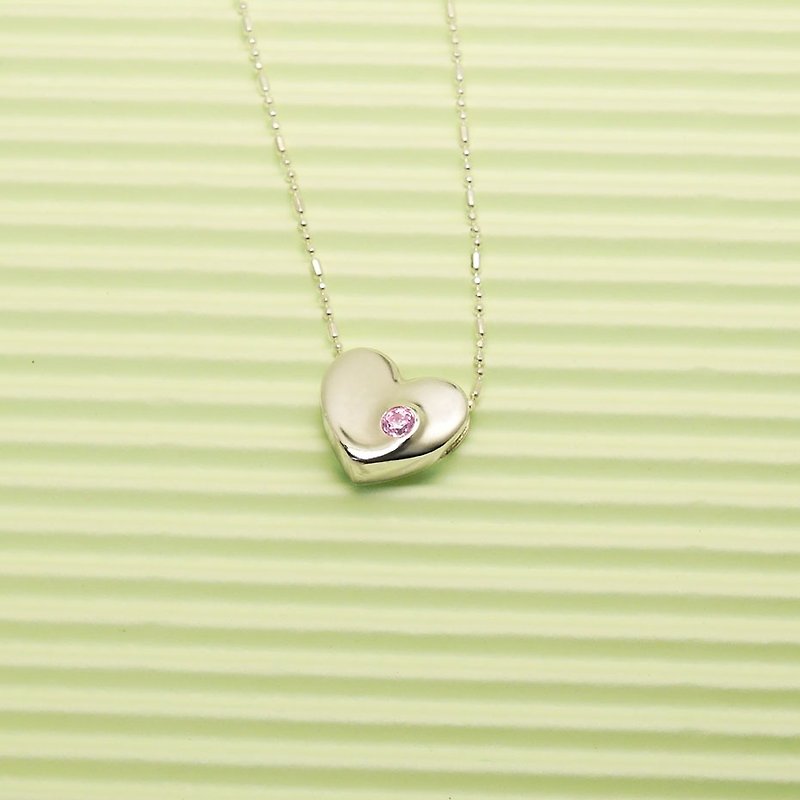 Smile Sweetheart sterling silver necklaces ─ pink cubic Stone - Necklaces - Other Metals Pink