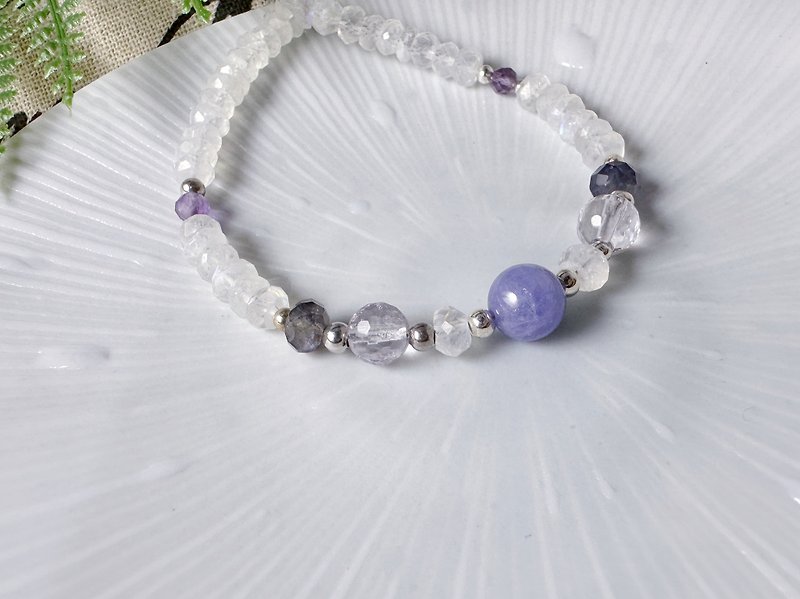 MH Sterling Silver Natural Stone_Moon Mirror_Moonstone - Bracelets - Semi-Precious Stones Purple