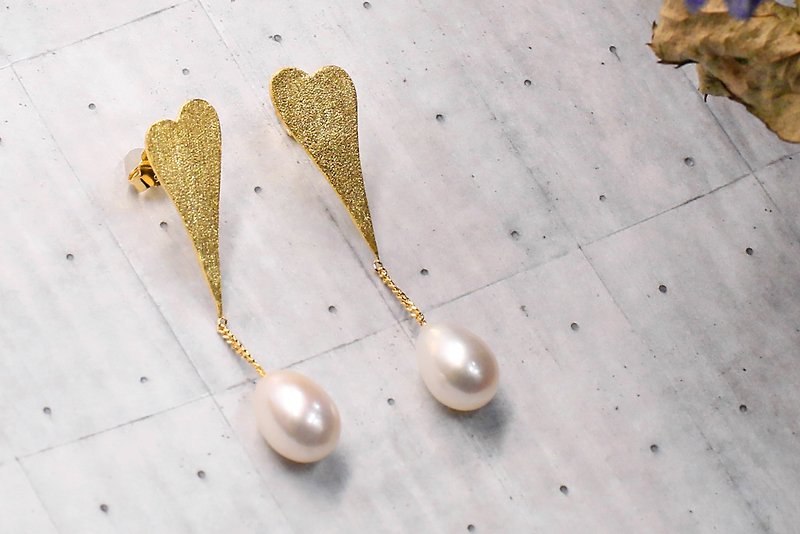 Love Pearl Sterling Silver Earrings - Earrings & Clip-ons - Sterling Silver Gold