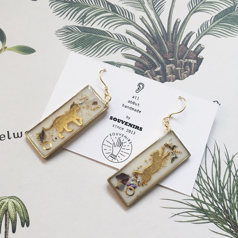 |Souvenirs|Handmade cat shell 925 gold plated fresh earrings earrings Clip-On - Earrings & Clip-ons - Other Materials 